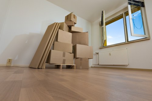 Moving van and packed boxes outside a Croydon home