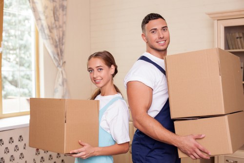Prepared boxes and furniture for a Croydon removals van